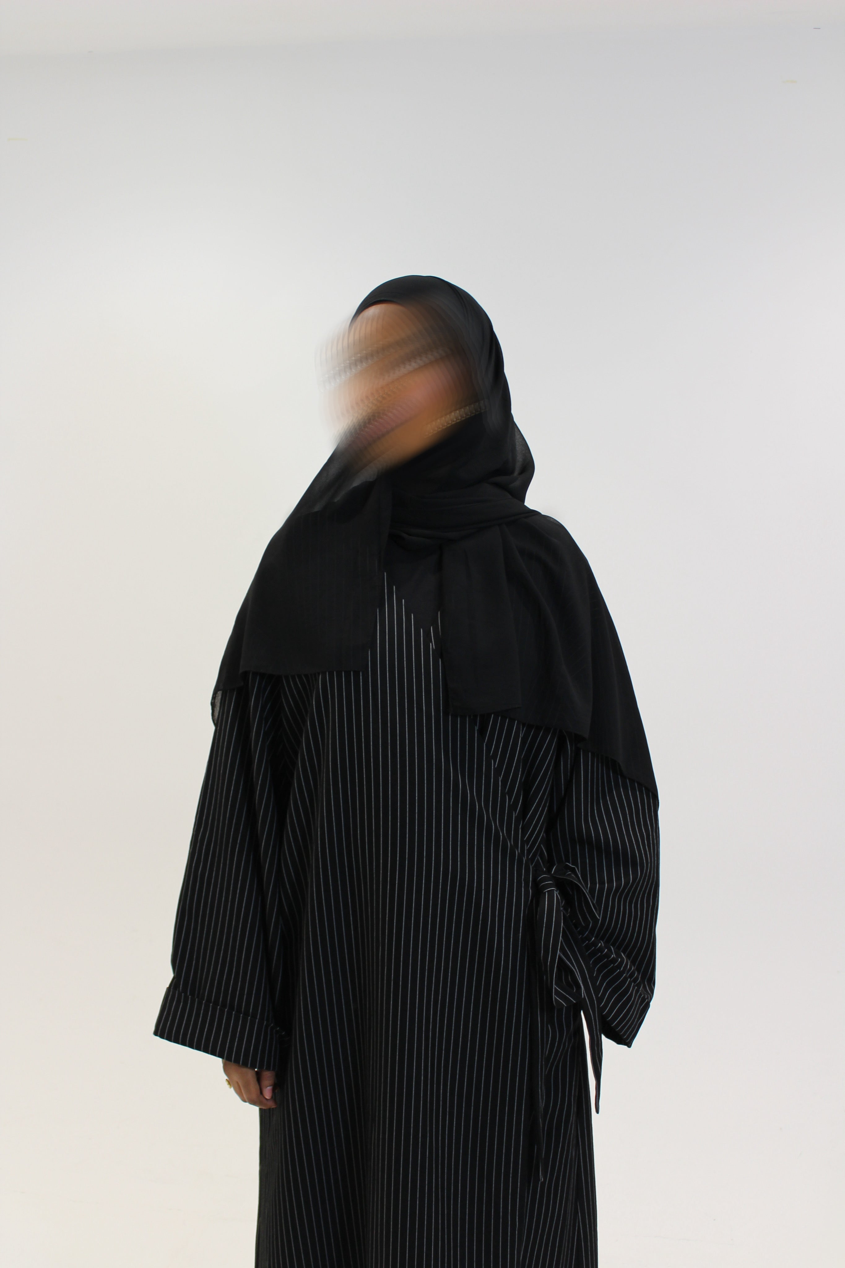 Pinstripe Wrap Abaya Coat