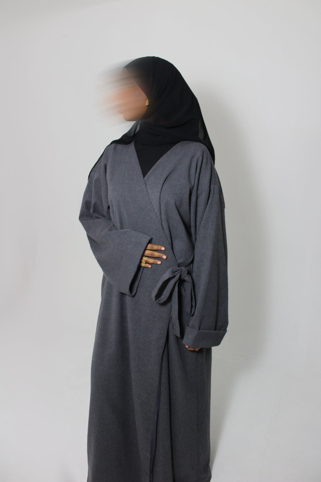 Grey Wrap Abaya Coat
