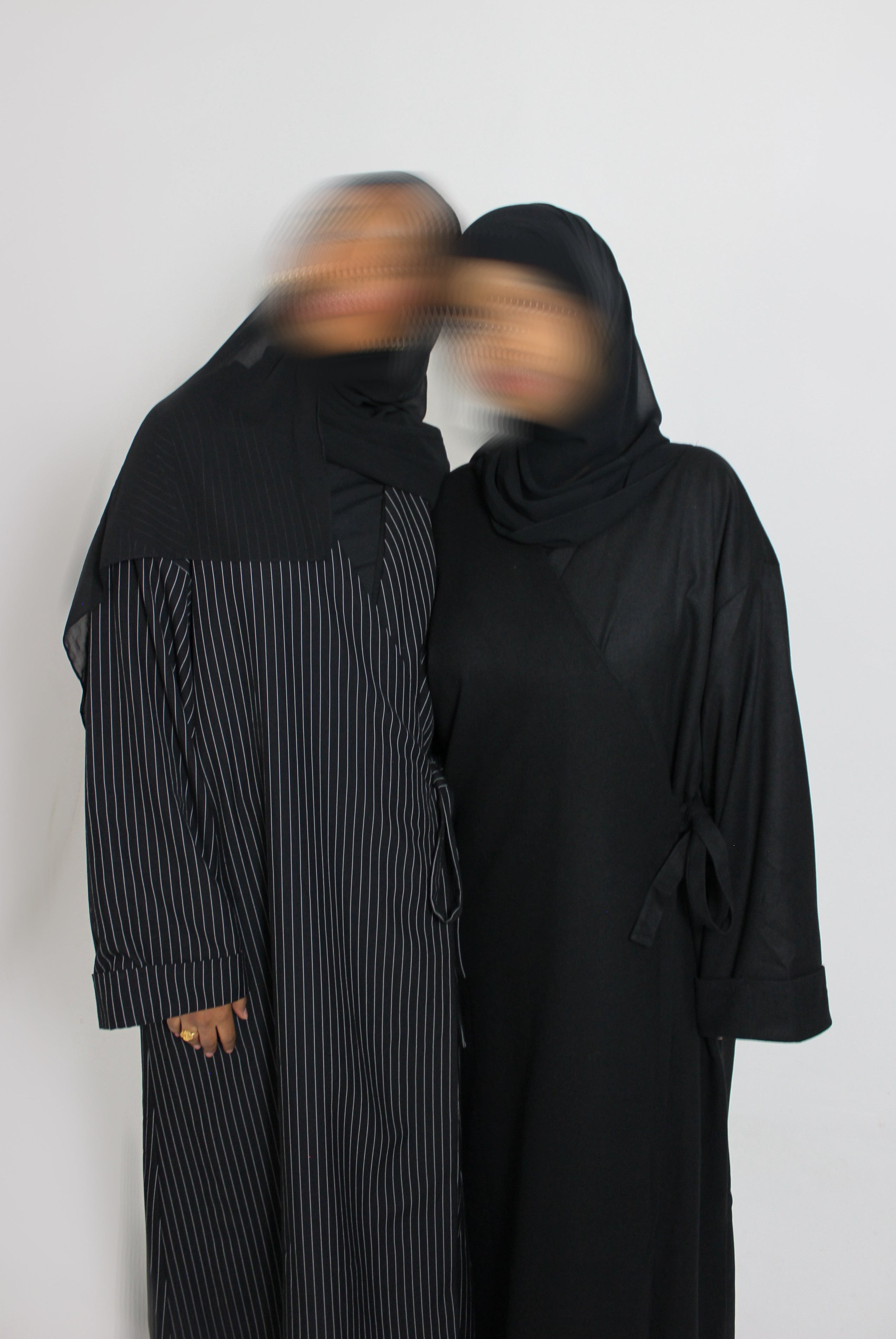 Pinstripe Wrap Abaya Coat