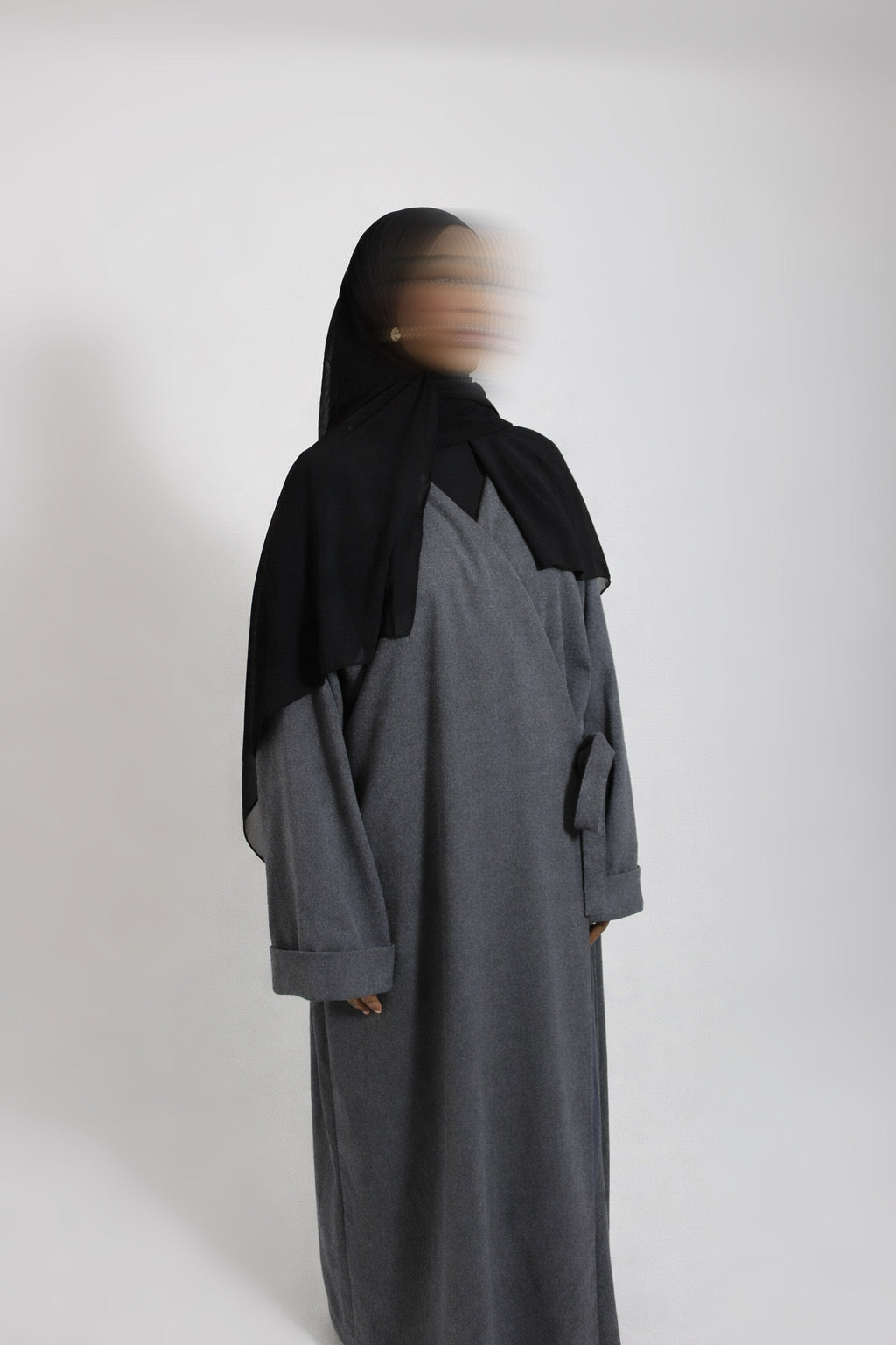 Grey Wrap Abaya Coat